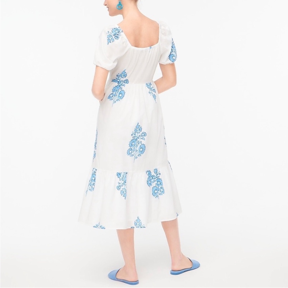 J. Crew White and Blue Floral Dress